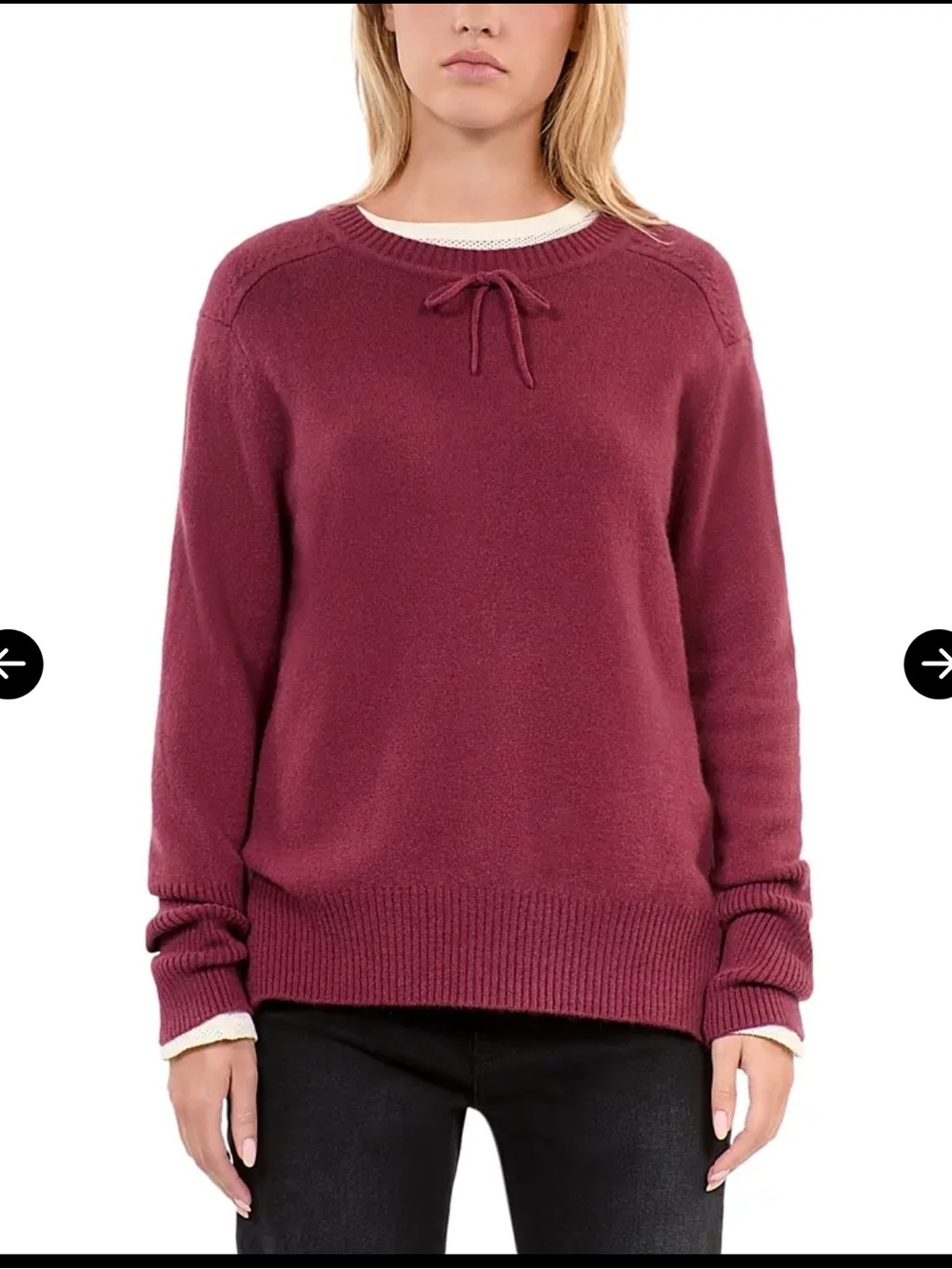The Kooples Cashmere blend Women’s Crewneck Tie-Detail Sweater in Berry NWT